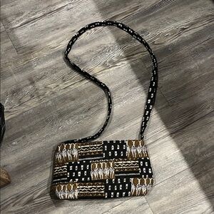 NWOT Vera Bradley Black & Brown Crossbody Bag Animal print with zebras quilted